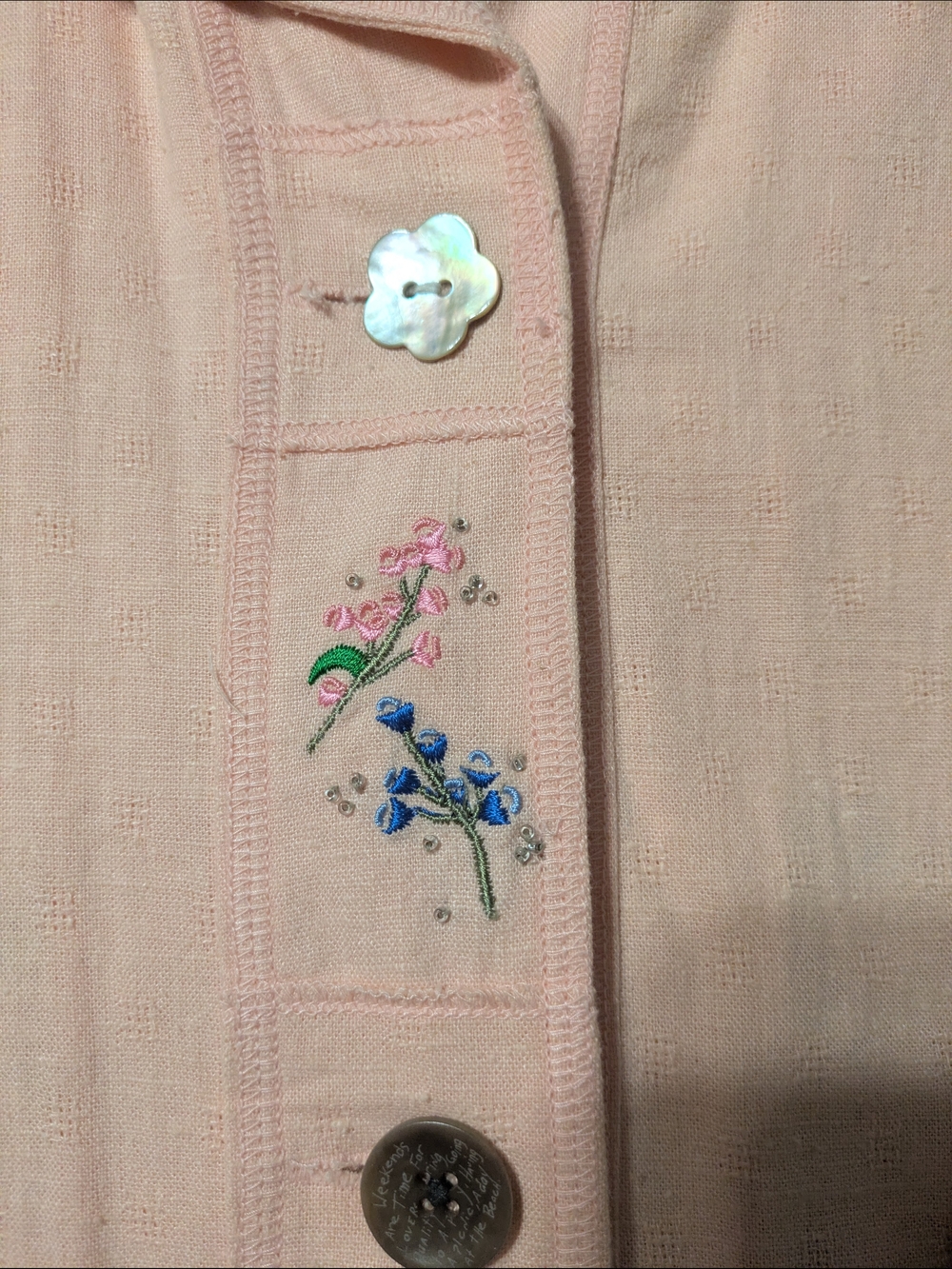 Light Peach Embroidered Button-Front Jacket - Picture 4 of 9